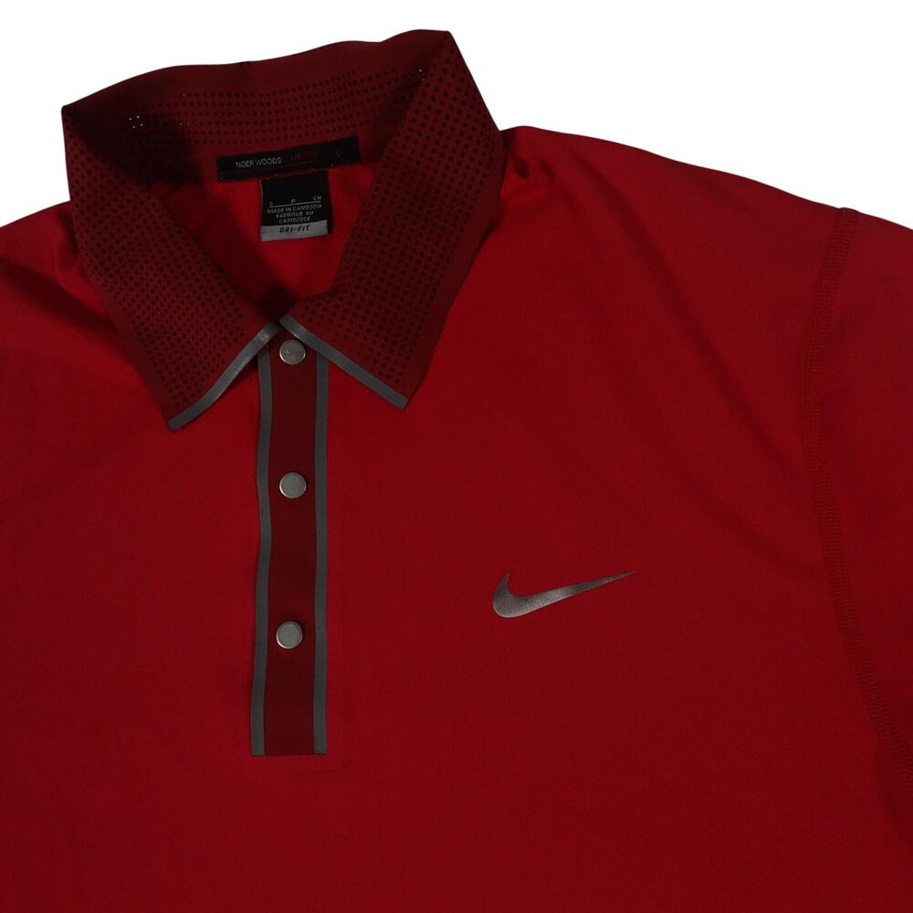 Tiger Woods Nike Vintage Vented Snap Button Performance Golf Polo Men's Small